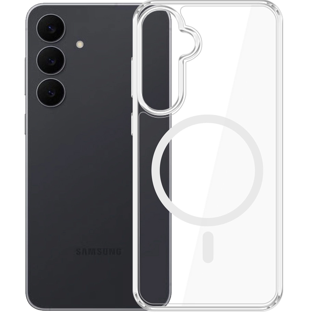 Etui 3mk Armor MagCase do Galaxy S26 FE, Clear (przezroczysty z białym pierścieniem magnetycznym)