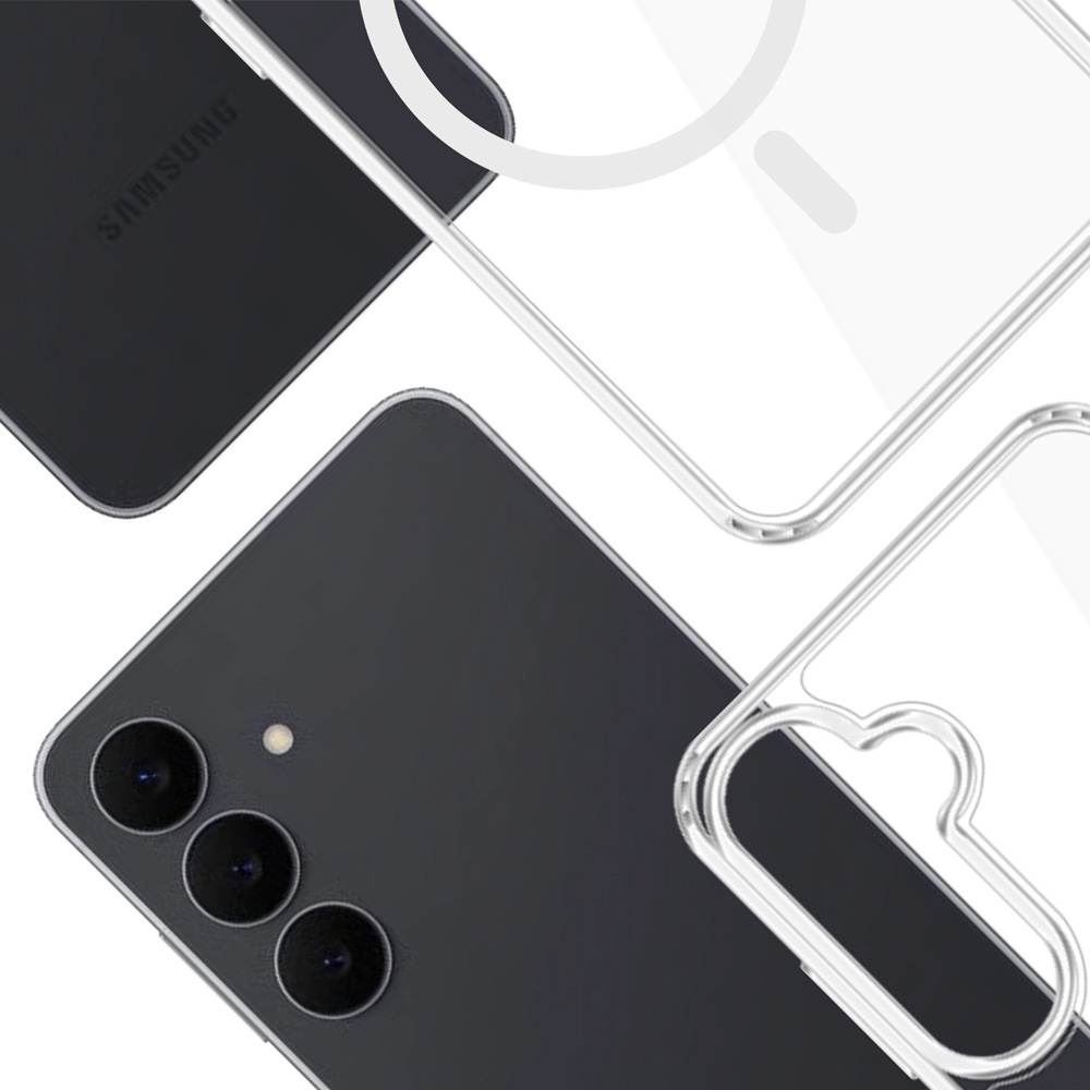 Etui 3mk Armor MagCase do Galaxy S26 FE, Clear (przezroczysty z białym pierścieniem magnetycznym)