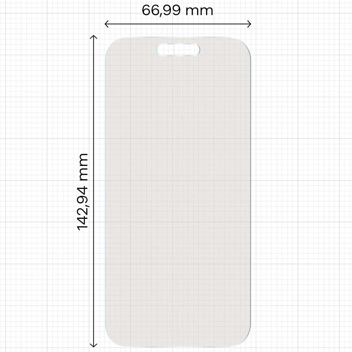 Wymiary folii na miarce dla iPhone 16