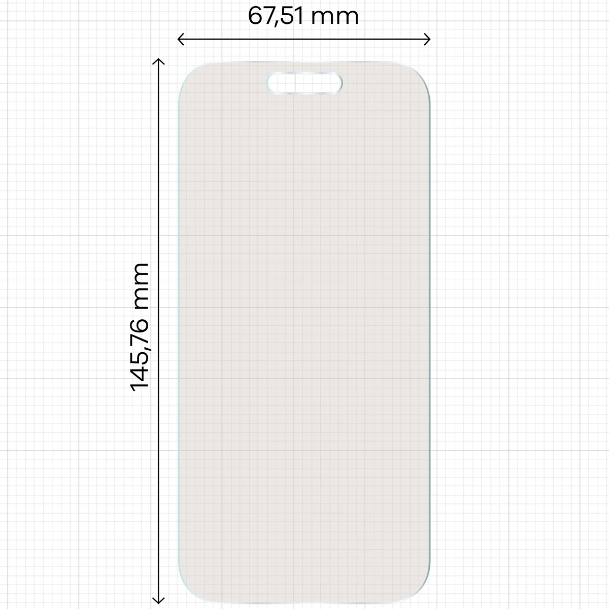 Wymiary folii na miarce dla iPhone 16 Pro