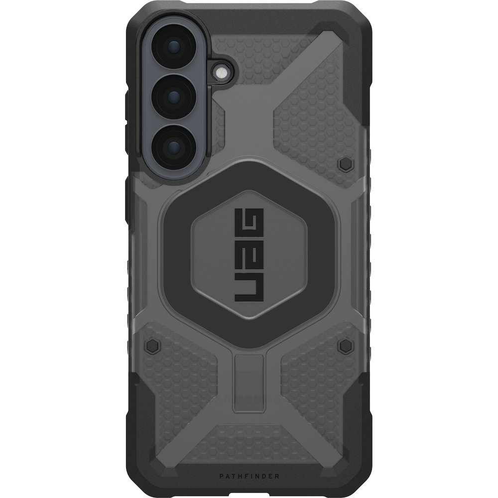 Etui pancerne Urban Armor Gear Pathfinder Clear do MagSafe do Galaxy S26 FE, Ash/Black (kolor etui: półprzezroczysty frost / kolor ramki: czarny / kolor pierścienia: czarny)