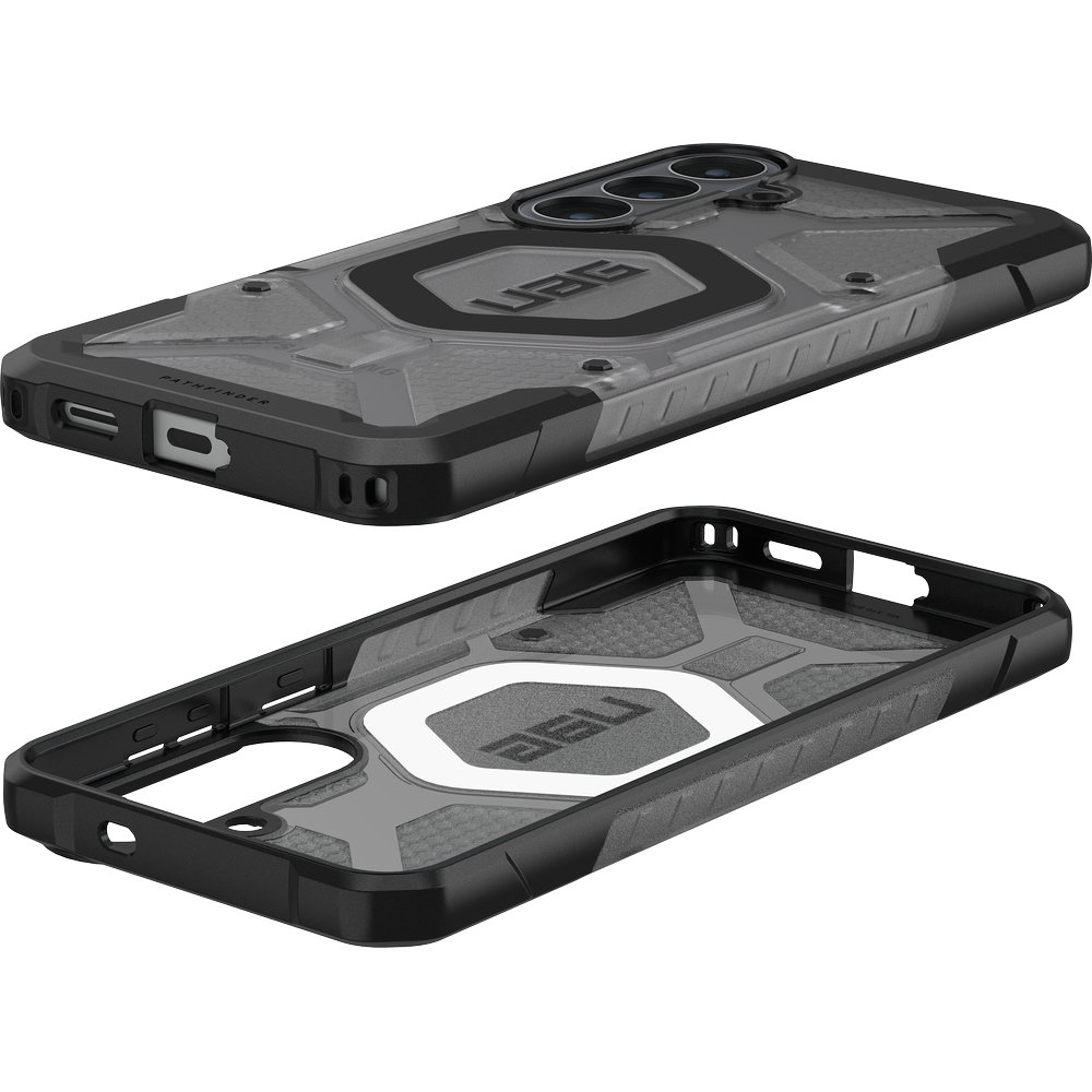 Etui pancerne Urban Armor Gear Pathfinder Clear do MagSafe do Galaxy S26 FE, Ash/Black (kolor etui: półprzezroczysty frost / kolor ramki: czarny / kolor pierścienia: czarny)