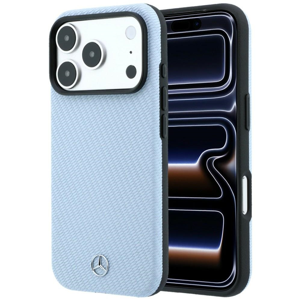 Etui Mercedes Leather Semi Wrap Wood Effect MagSafe do iPhone 18 Pro Max / 17 Pro Max, Blue (niebieski)