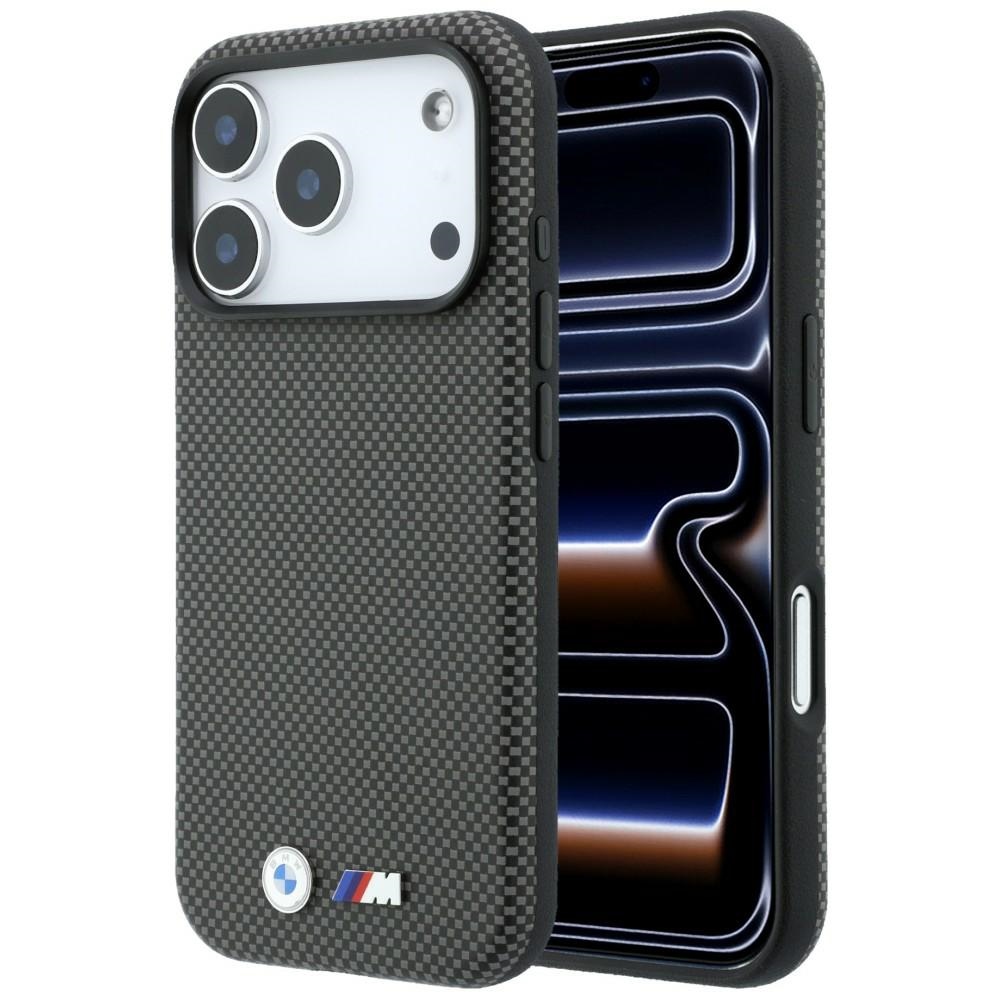 Etui BMW M Quadrille Kevlar Metal Logo MagSafe do iPhone 18 Pro / 17 Pro, Gray (szary)