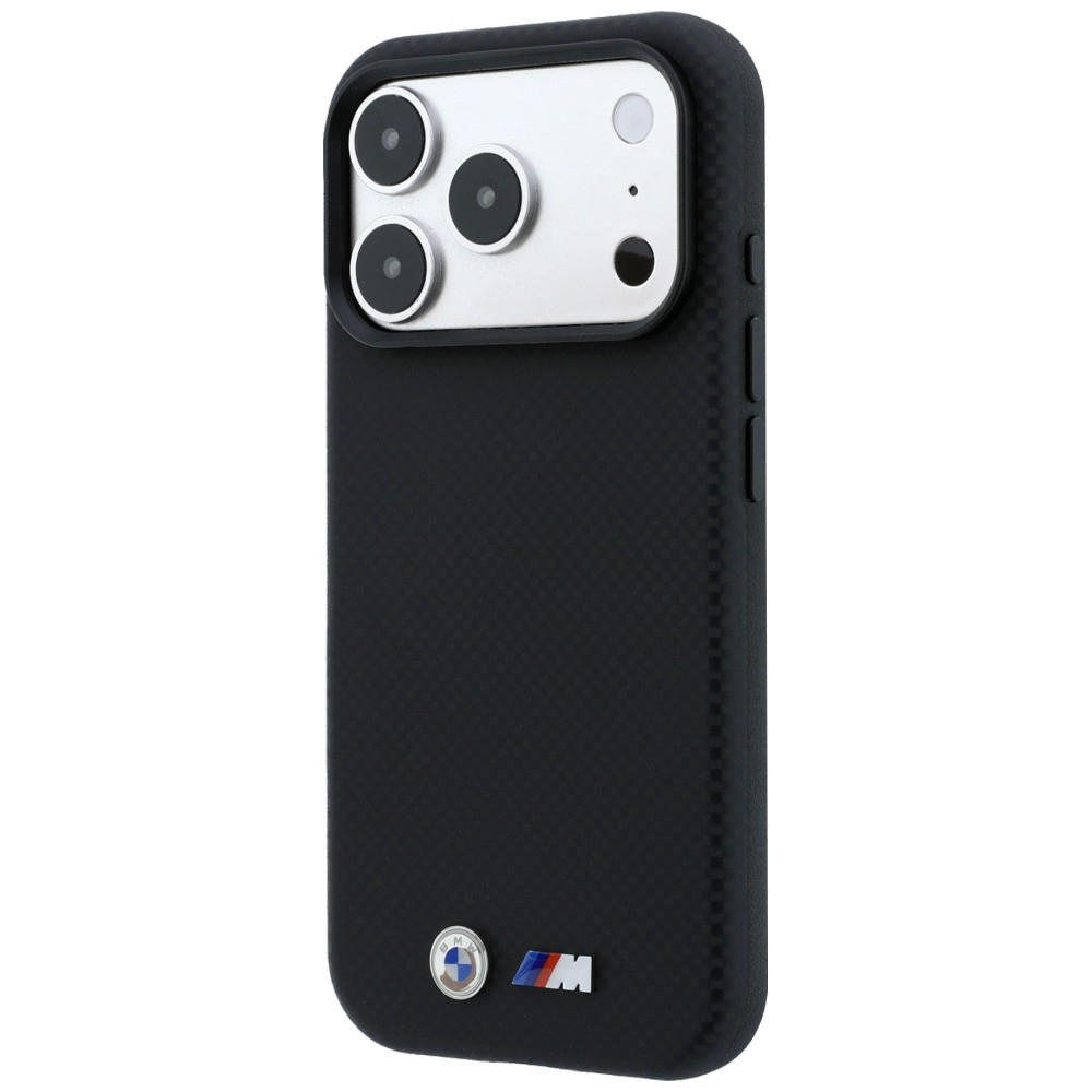 Etui BMW M Quadrille Kevlar z metalowym logo BMW do iPhone 18 Pro / 17 Pro, Black (czarny)