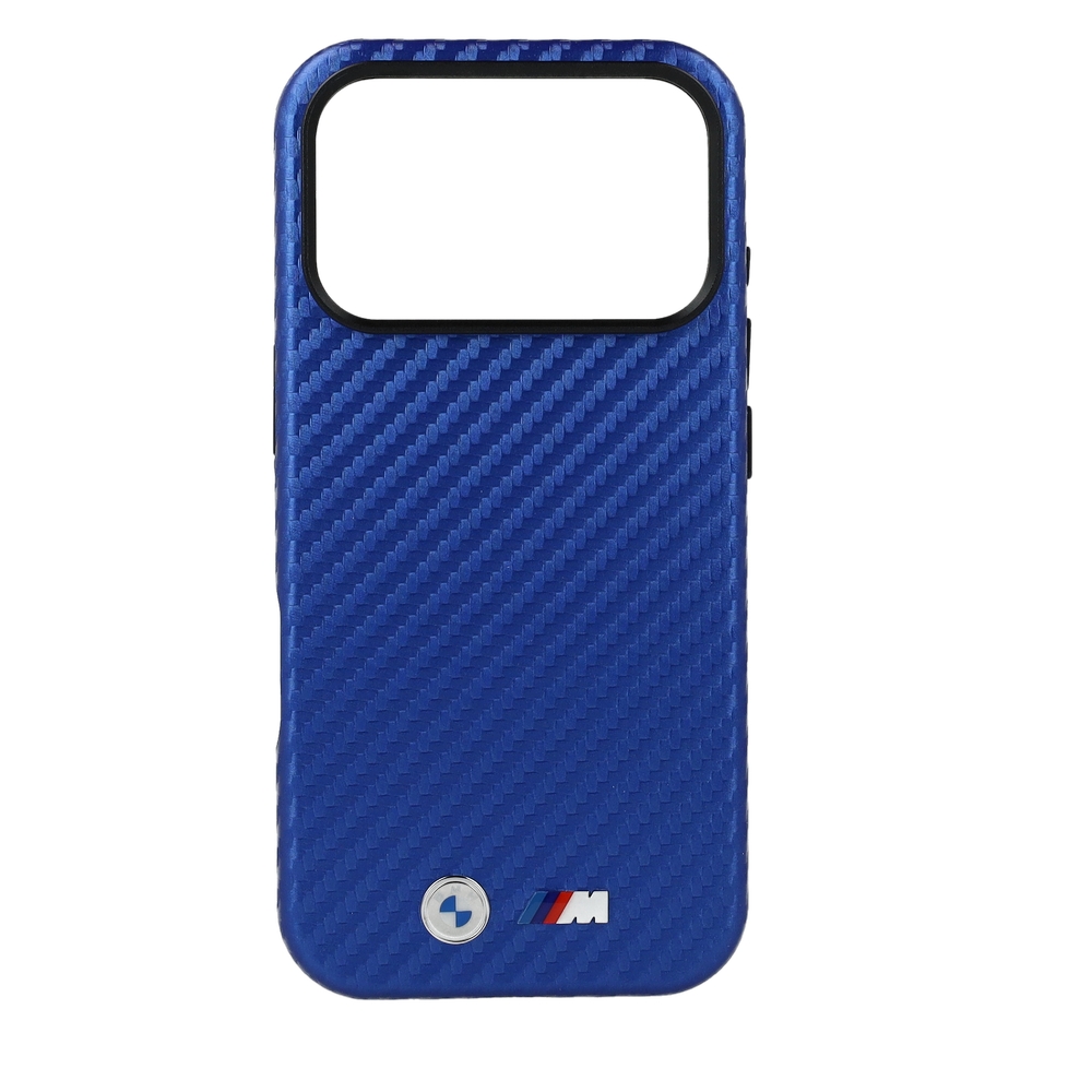 Ochronne etui BMW M Carbon Metal Logo MagSafe do iPhone 18 Pro Max / 17 Pro Max, Blue (niebieski)