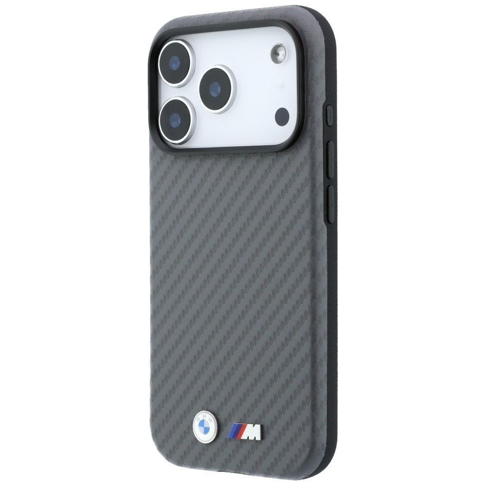Etui BMW M Carbon Metal Logo MagSafe do iPhone 18 Pro Max / 17 Pro Max, Gray (szary)