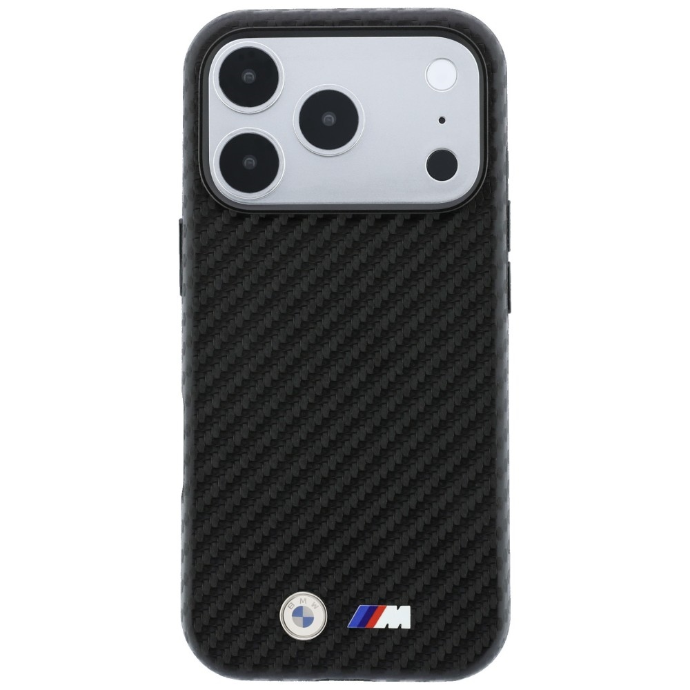 Etui BMW M Carbon Metal Logo z wykończeniem Carbon do iPhone 18 Pro Max / 17 Pro Max, Black (czarny)
