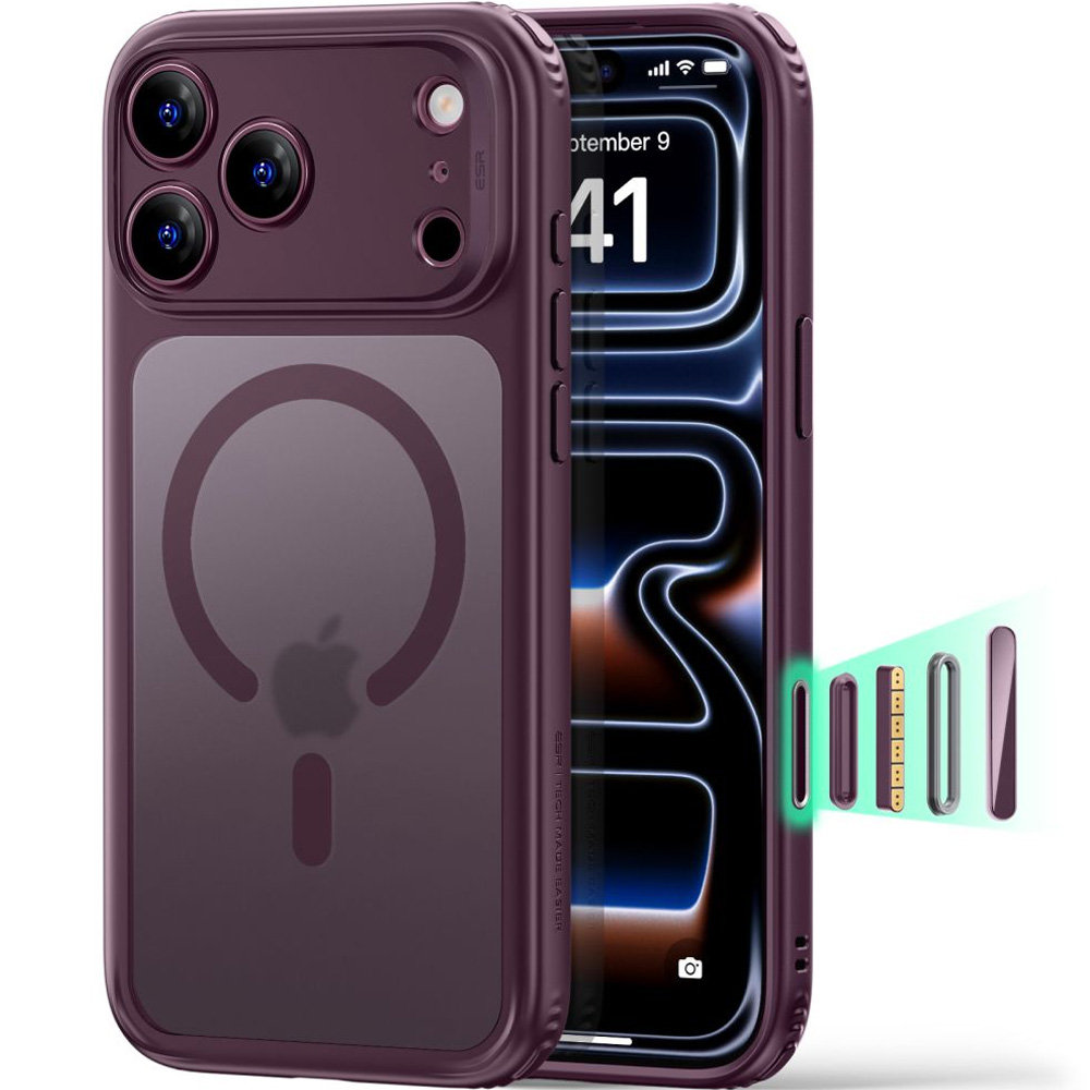Etui ESR Classic Hybrid do MagSafe do iPhone 18 Pro / 17 Pro, Deep Burgundy (burgundowo-przydymiony)