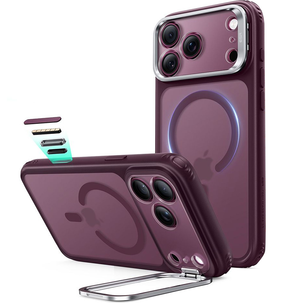 Etui ESR Classic Hybrid Kickstand do MagSafe do iPhone 18 Pro Max / 17 Pro Max, Deep Burgundy (burgundowo-przydymiony)