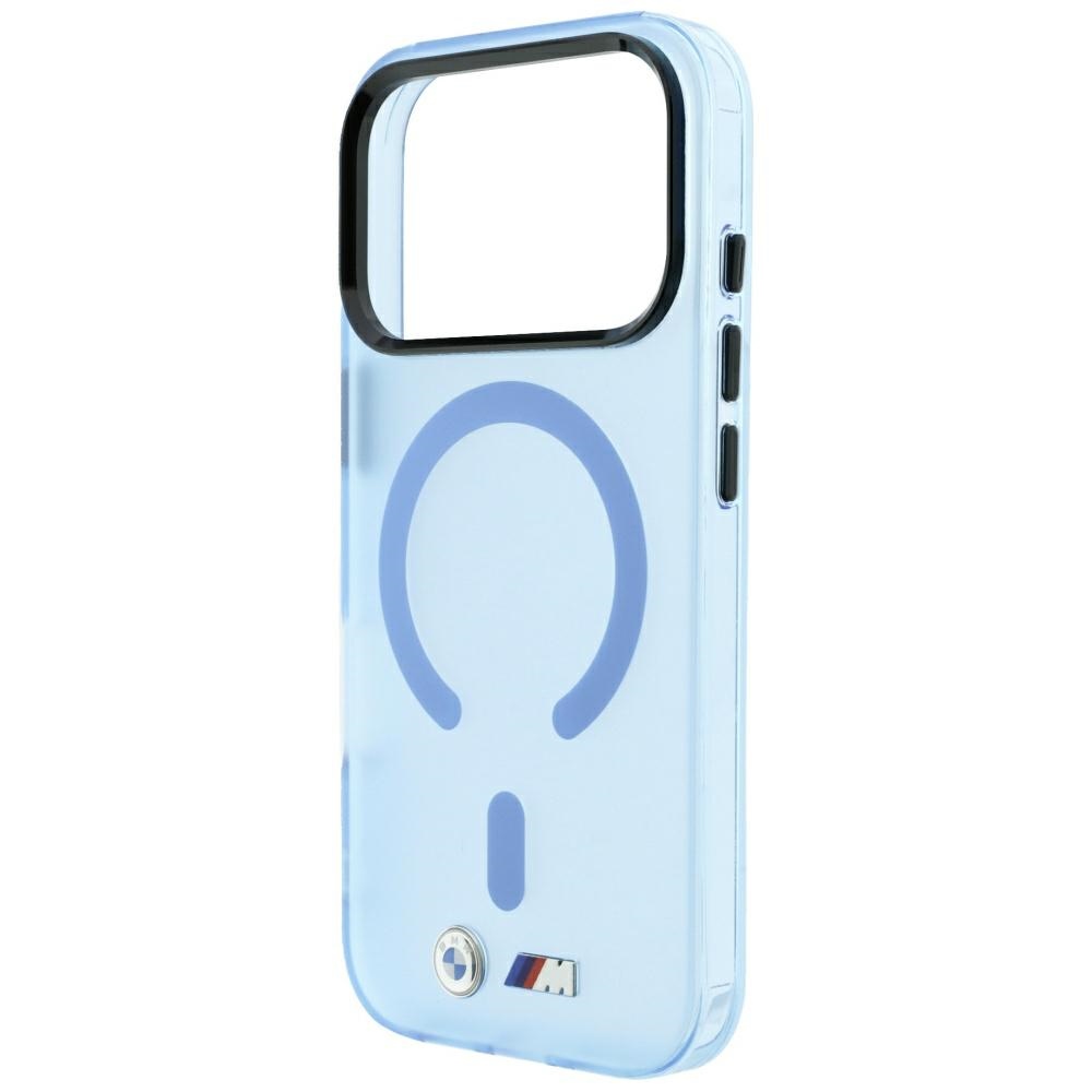 Hybrydowe etui BMW M IML Frosted Metal Logo & Trims MagSafe do iPhone 18 Pro Max / 17 Pro Max, Transparent Blue (przezroczysty niebieski)