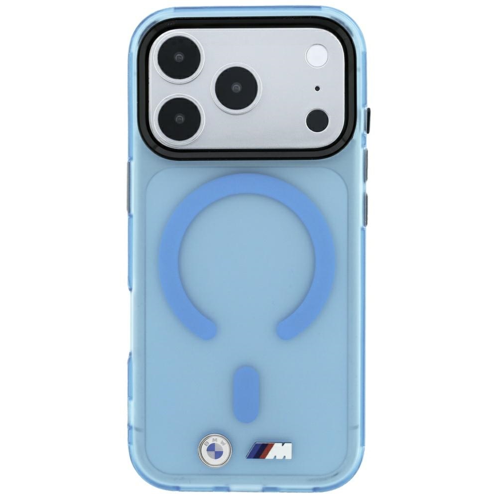 Etui BMW M IML Frosted Metal Logo & Trims MagSafe ze wzmocnionymi krawędziami do iPhone 18 Pro Max / 17 Pro Max, Transparent Blue (przezroczysty niebieski)