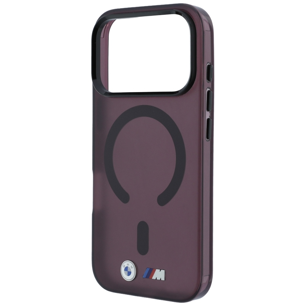 Etui BMW M IML Glossy Metal Logo Trims do iPhone 18 Pro / 17 Pro, do MagSafe, Transparent Burgundy (przezroczysto burgundowy)