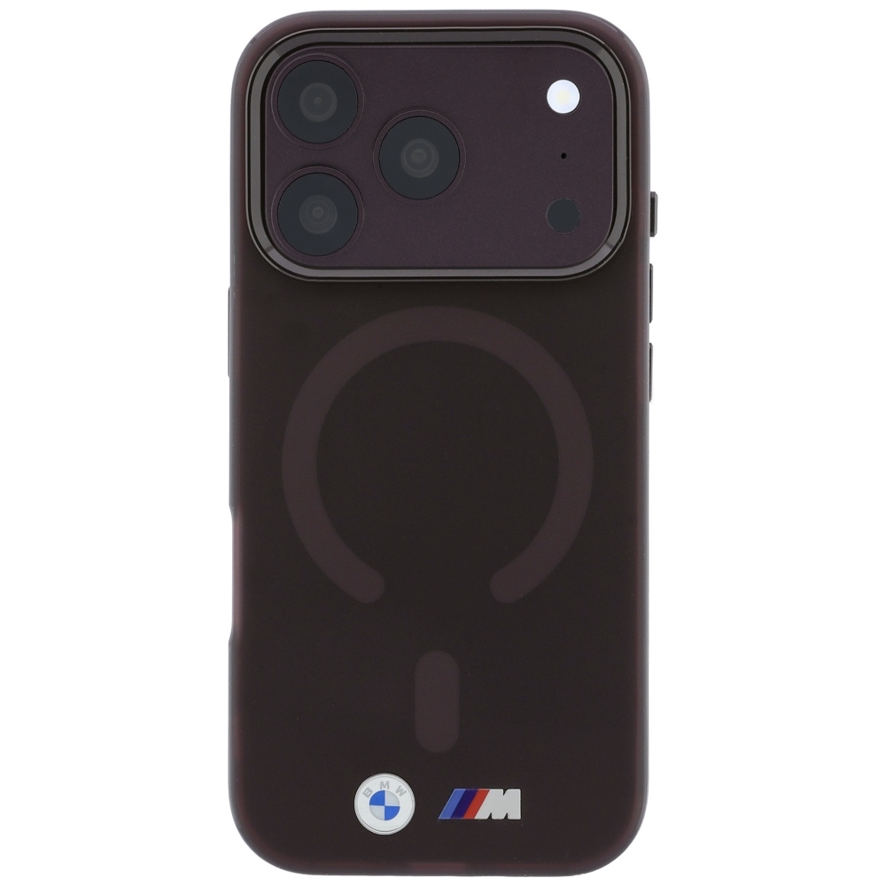 Etui BMW M IML Glossy Metal Logo Trims do iPhone 18 Pro / 17 Pro, do MagSafe, Transparent Burgundy (przezroczysto burgundowy)