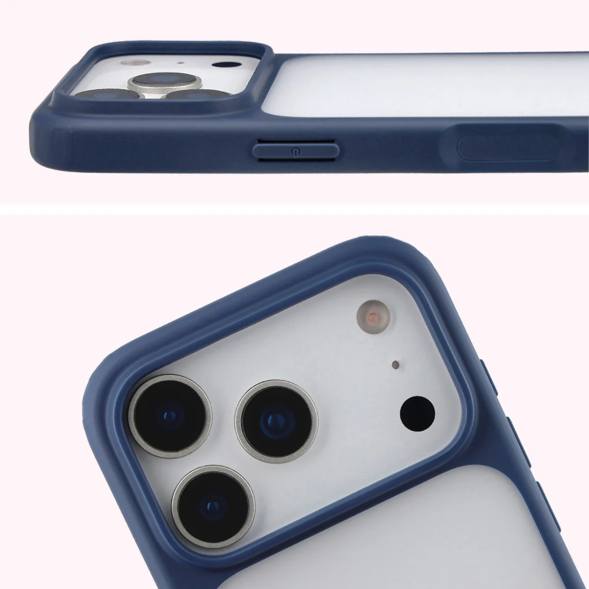 Pełne wycięcie i podwyższone krawędzie aparatu w etui Bizon Case Angelo do iPhone 18 Pro / 17 Pro