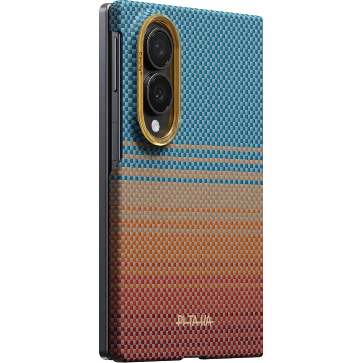 PITAKA Edge Case, elegancja ochrona minimalistyczny nowoczesny trwałość codzienność, California Dream (pomarańczowo-niebieski z kevlarem)