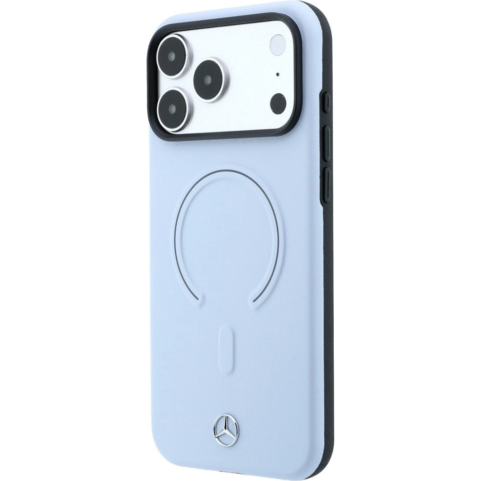 Etui Mercedes Leather 3D z ekologicznym skórzanym wykończeniem do iPhone 18 Pro Max / 17 Pro Max, Blue (niebieski)