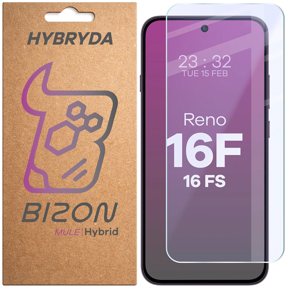 Szkło hybrydowe na ekran Bizon Hybrid Mule do OPPO Reno16 F, OPPO Reno16 FS