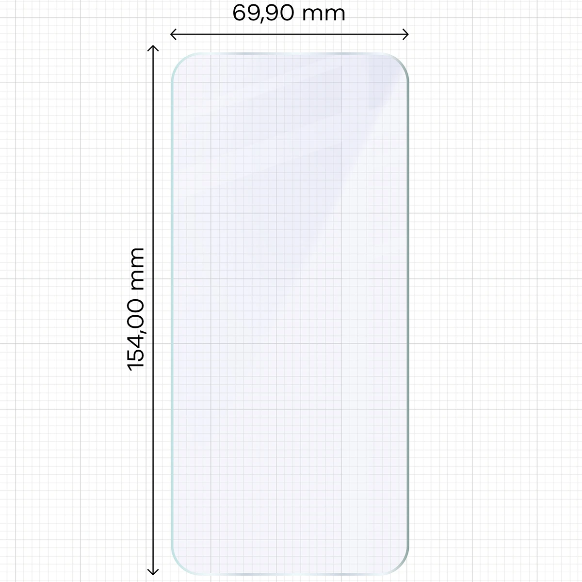 Miarka z wymiarami szkła hybrydowego Bizon Hybrid Mule do OPPO Reno16 F, OPPO Reno16 FS