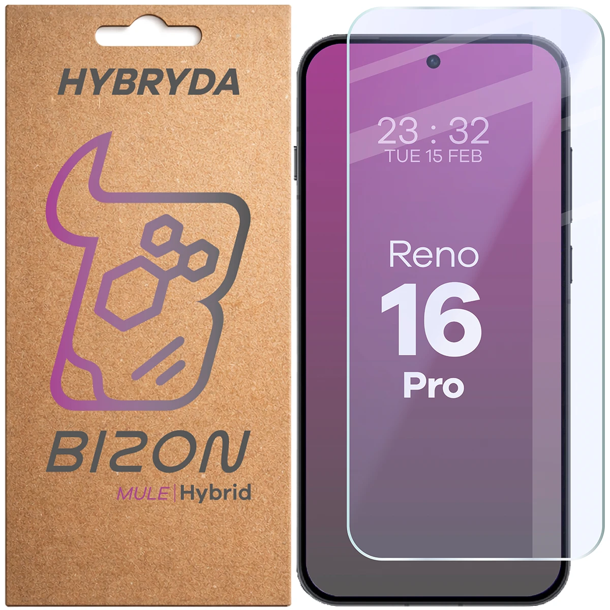 Szkło hybrydowe na ekran Bizon Hybrid Mule do OPPO Reno16 Pro