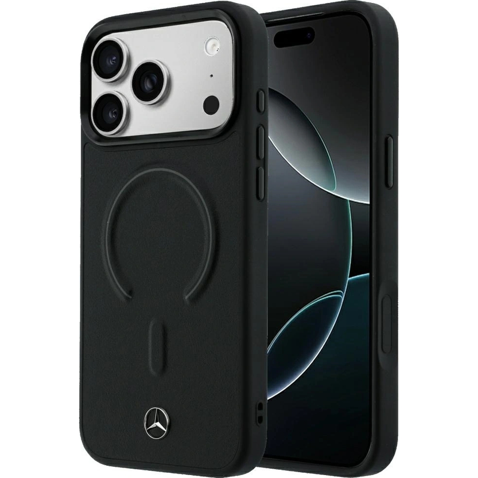 Etui Mercedes Leather 3D MagSafe do iPhone 18 Pro Max / 17 Pro Max, Black (czarny)