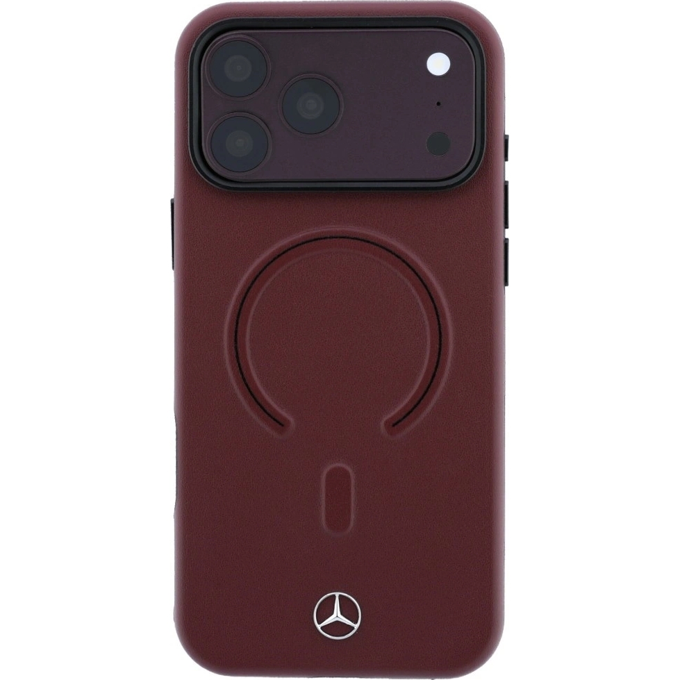 Smukłe etui ochronne Mercedes Leather 3D MagSafe do iPhone 18 Pro / 17 Pro, Burgundy (bordowy)