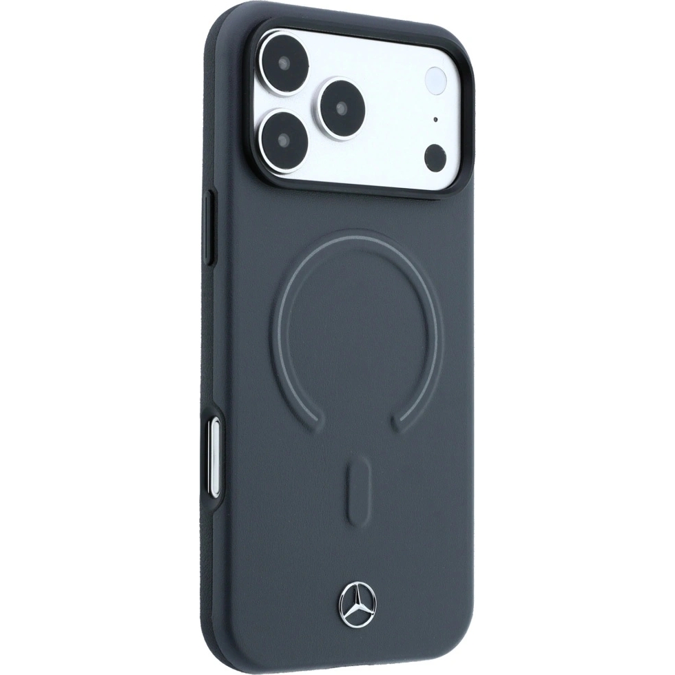 Etui Mercedes Leather 3D MagSafe z pierścieniem magnetycznym do iPhone 18 Pro / 17 Pro, Anthracite (antracytowy)