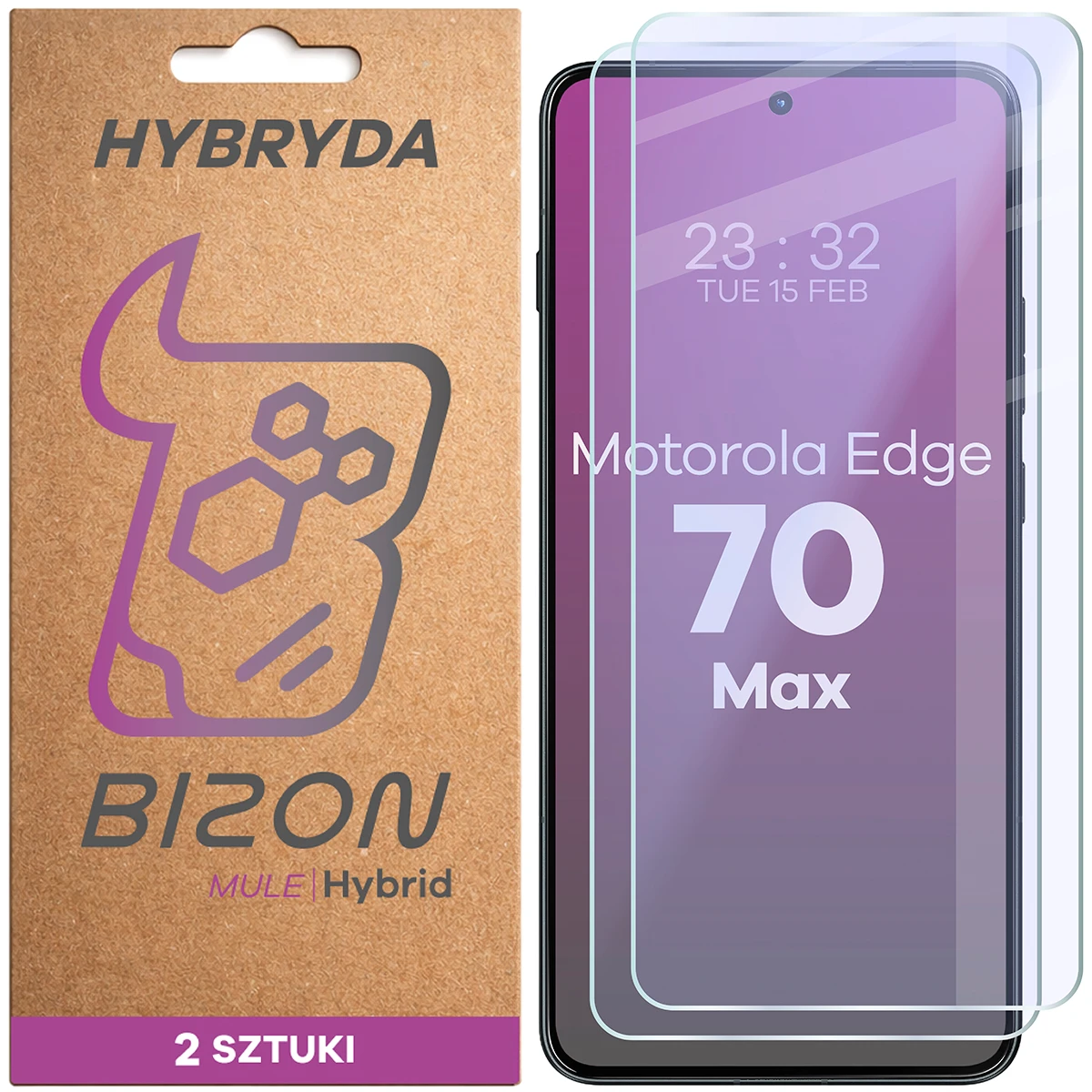 Elastyczne szkło hybrydowe Bizon Hybrid Mule Duo do Motorola Edge 70 Max, 2 sztuki