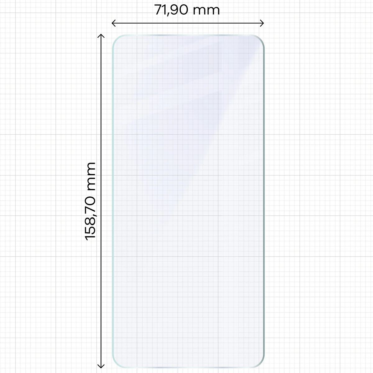 Miarka z wymiarami szkła hybrydowego Bizon Hybrid Mule Duo do Motorola Edge 70 Max