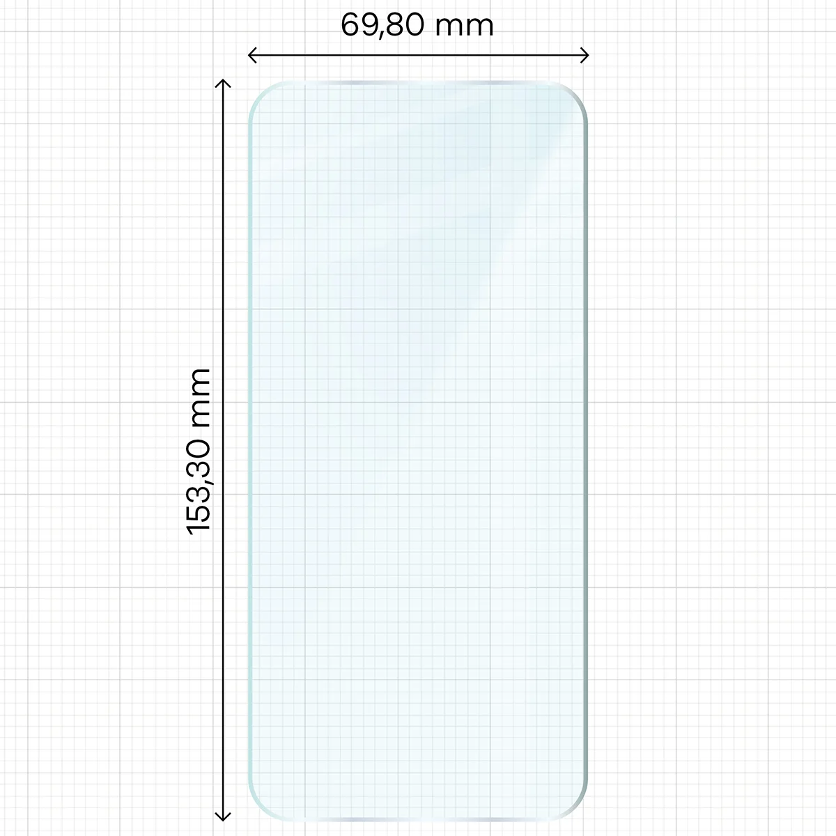 Miarka z wymiarami szkła hartowanego Bizon Glass Clear Pack do OPPO Reno16 F, OPPO Reno16 FS