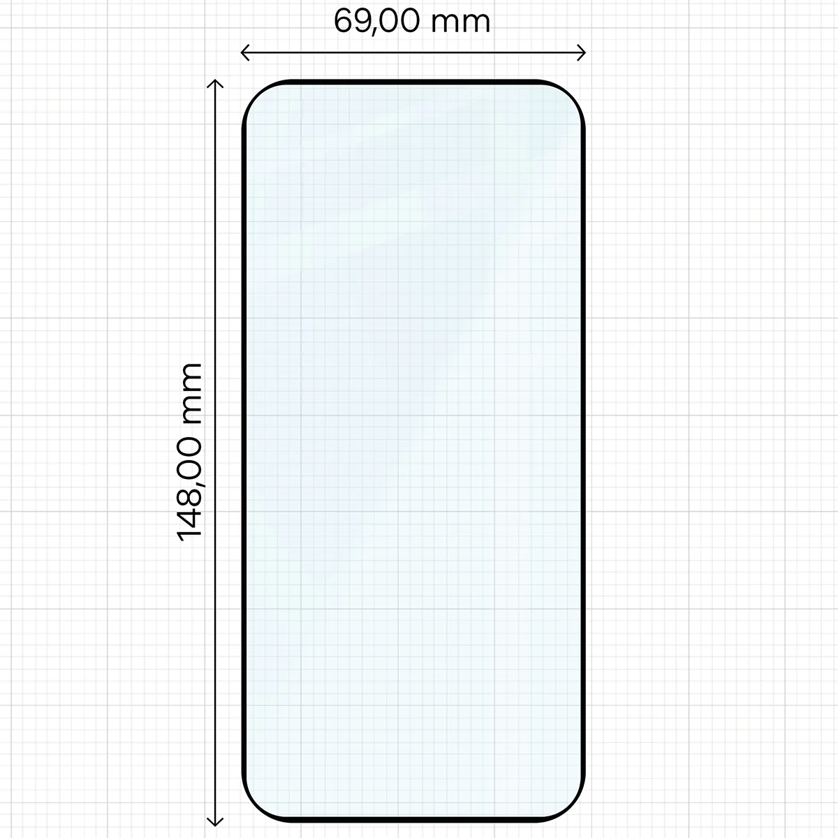 Miarka z wymiarami szkła hartowanego Bizon Glass Edge do OPPO Reno16 Pro