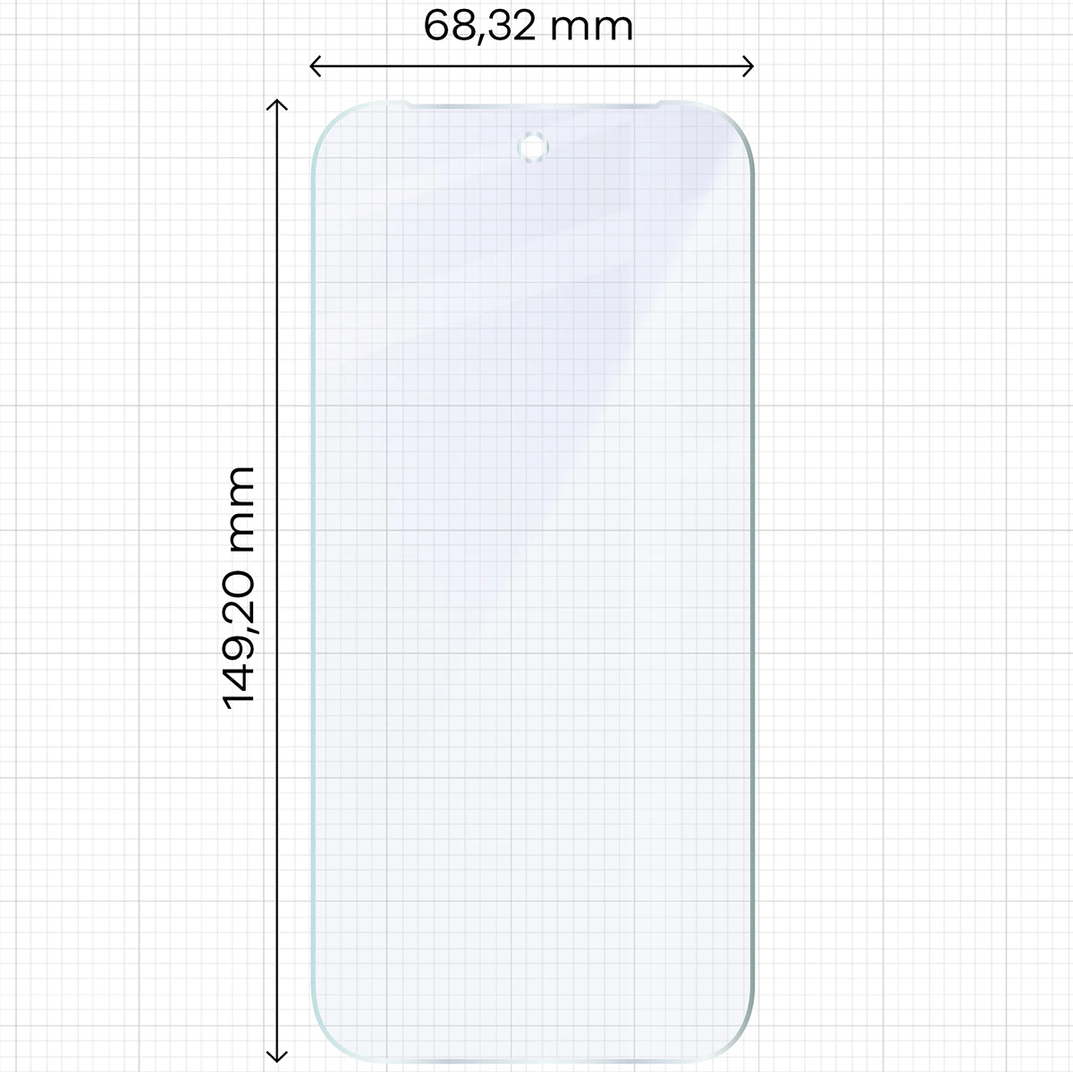 Wymiary szkła na miarce dla Google Pixel 10