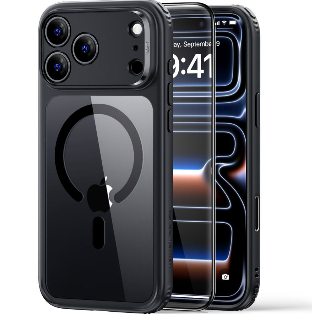 Zestaw etui + szkło hartowane, ESR Classic Hybrid MagSafe, Tempered Glass do iPhone 18 Pro / 17 Pro, Clear / Black (przezroczysto-czarny)