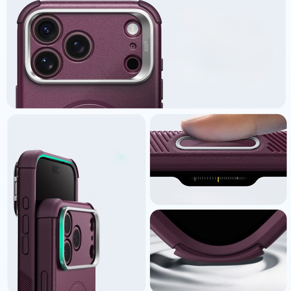 Etui ESR Cyber Tough Case Kickstand do MagSafe do iPhone 18 Pro / 17 Pro, Deep Burgundy (burgundowy)