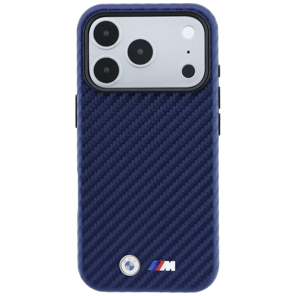 Ochronne etui BMW M Carbon Metal Logo MagSafe do iPhone 18 Pro Max / 17 Pro Max, Navy Blue (granatowy)