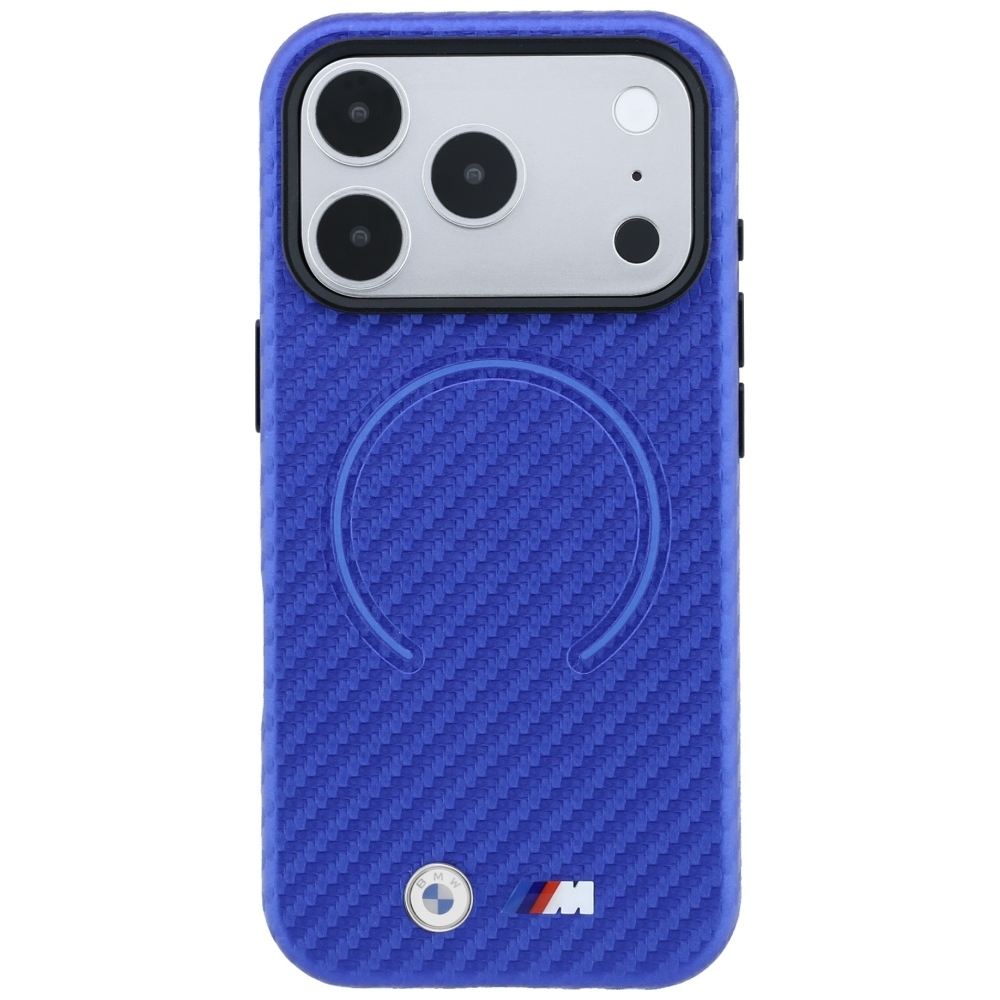 Ochronne etui BMW M Carbon Printed Ring MagSafe do iPhone 18 Pro Max / 17 Pro Max, Blue (niebieski karbon)