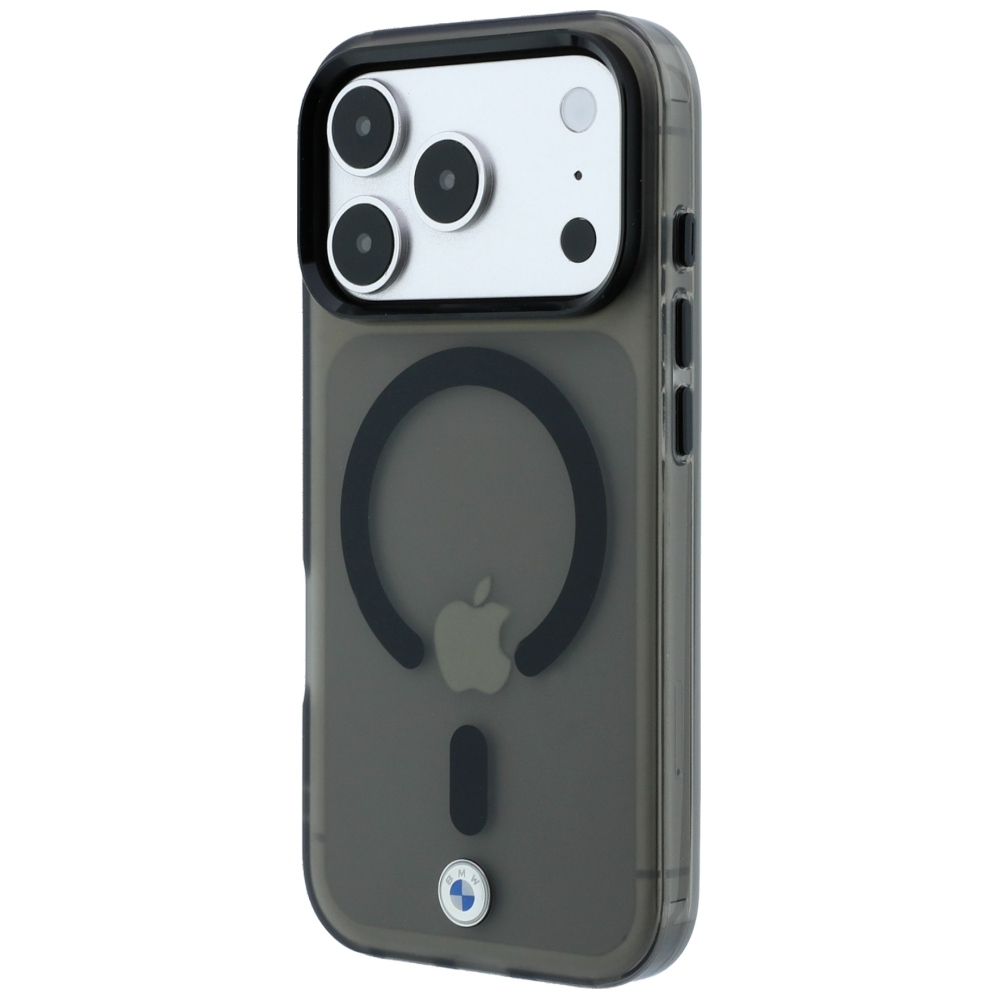 Smukłe etui BMW Sign Frosted IML & Metal Logo do iPhone 18 Pro / 17 Pro, Clear / Black (przezroczysto-czarny)