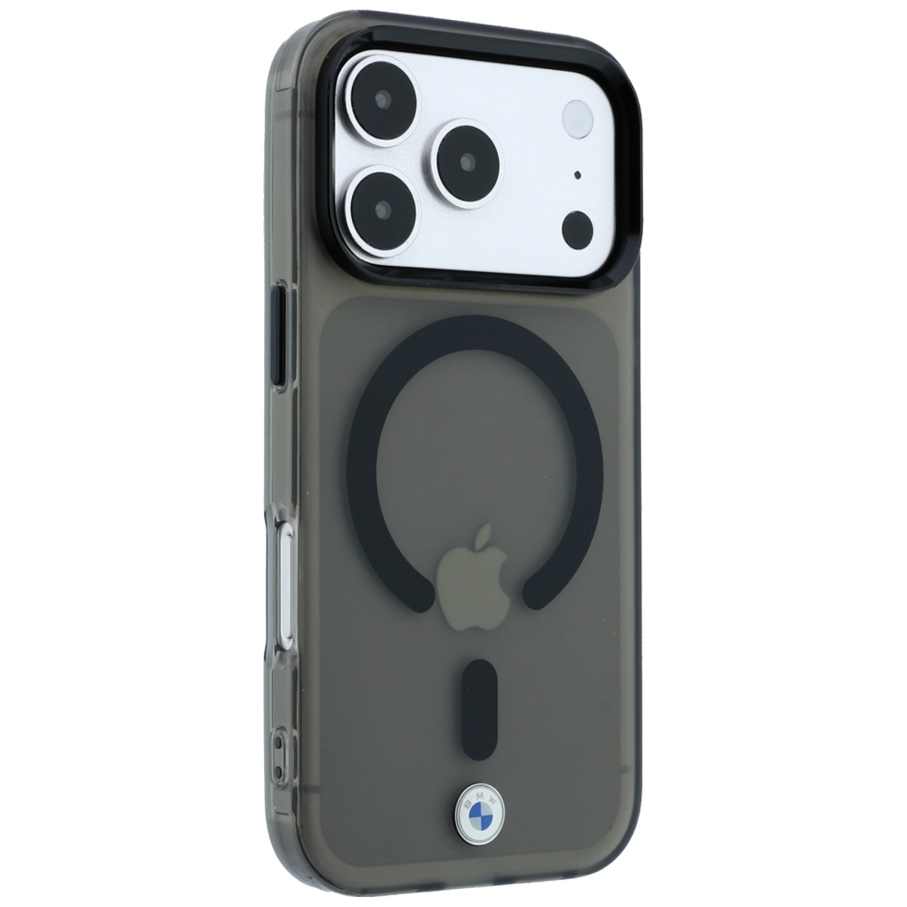 Etui ochronne BMW Sign Frosted IML & Metal Logo MagSafe do iPhone 18 Pro / 17 Pro, Clear / Black (przezroczysto-czarny)
