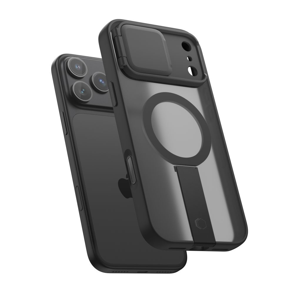 Etui z osłoną aparatu Tech-Protect Kevlar Aura do iPhone 18 Pro Max / 17 Pro Max do MagSafe, Matte Black (półprzezroczyste plecki typu frost z czarną ramką)