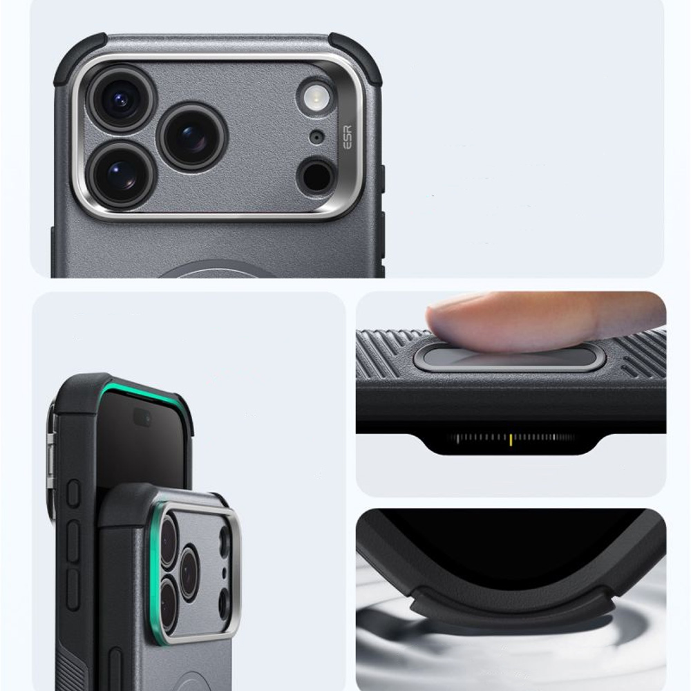 Etui ESR Cyber Tough Case Kickstand do MagSafe do iPhone 18 Pro Max / 17 Pro Max, Grey (szary)