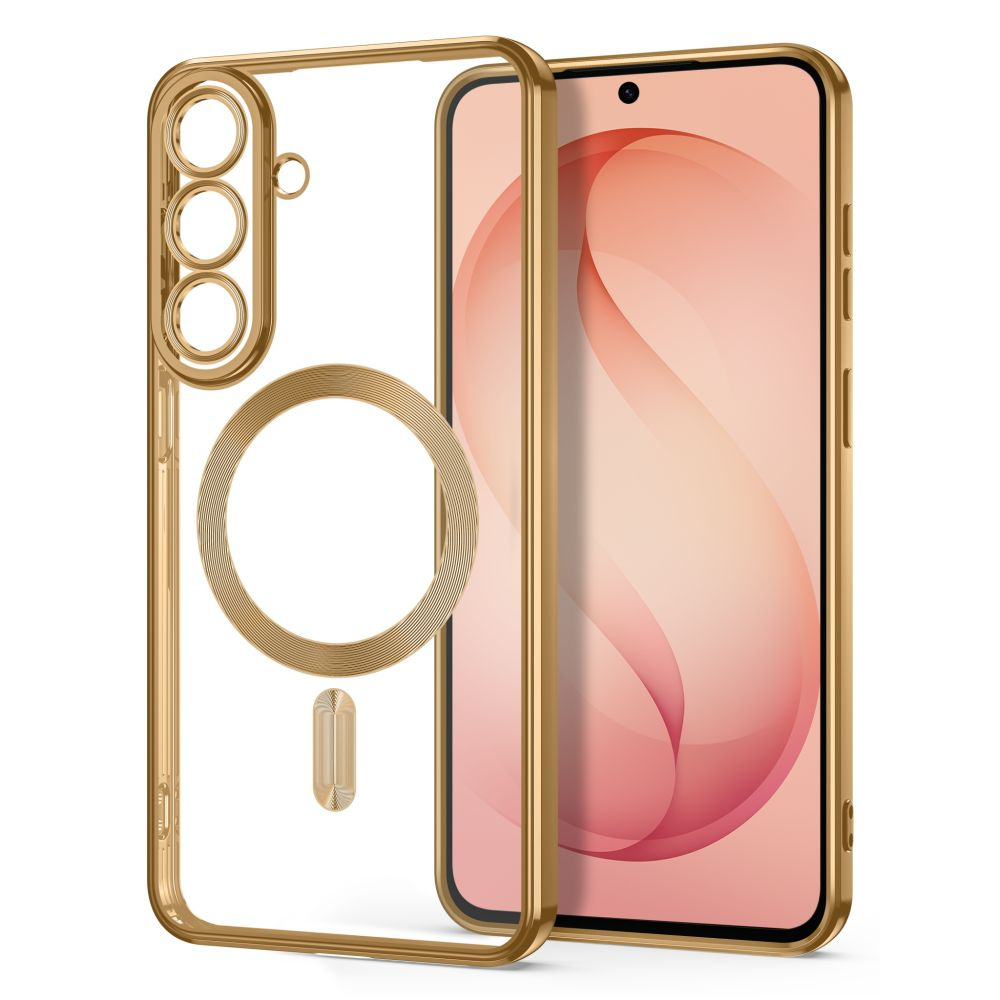 Etui Tech-Protect MagFlex z pierścieniem MagSafe do Galaxy S26 FE, Shiny Gold (przezroczysto-złoty)