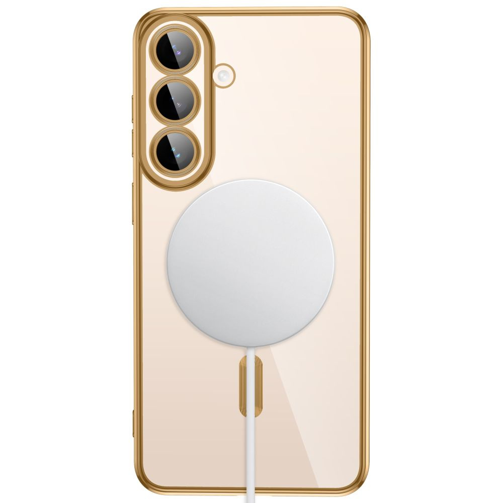 Smukłe etui Tech-Protect MagFlex MagSafe do Galaxy S26 FE, Shiny Gold (przezroczysto-złoty)