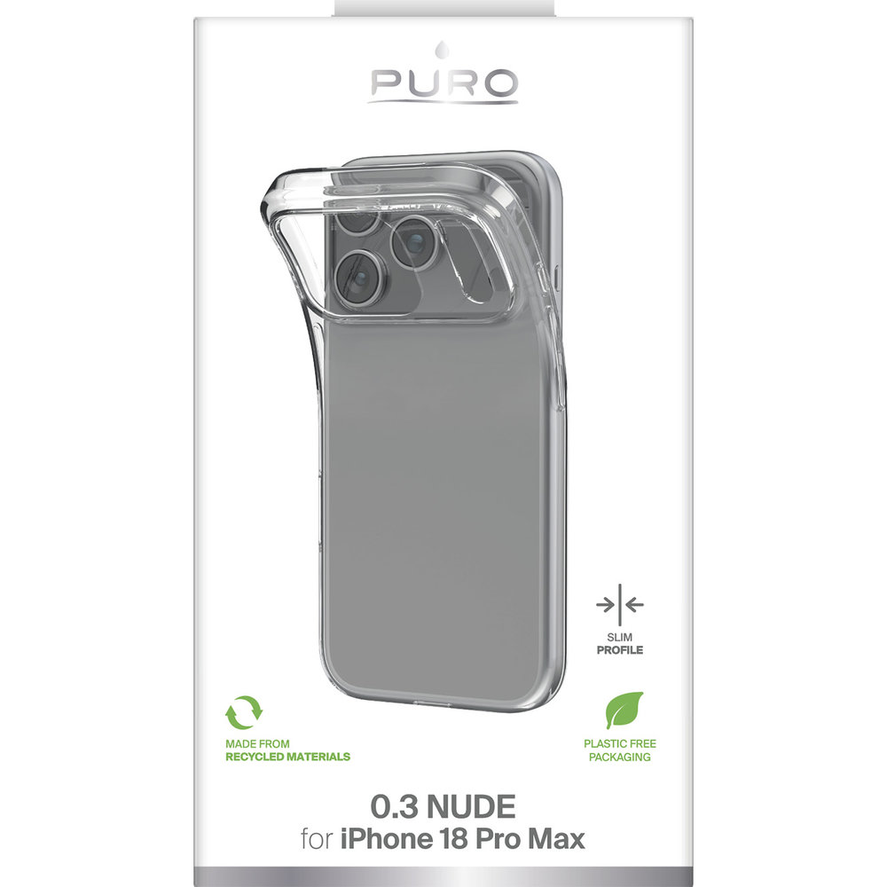 Etui ekologiczne Puro 0.3 Nude do iPhone 18 Pro Max / 17 Pro Max, Transparent (przezroczysty).
