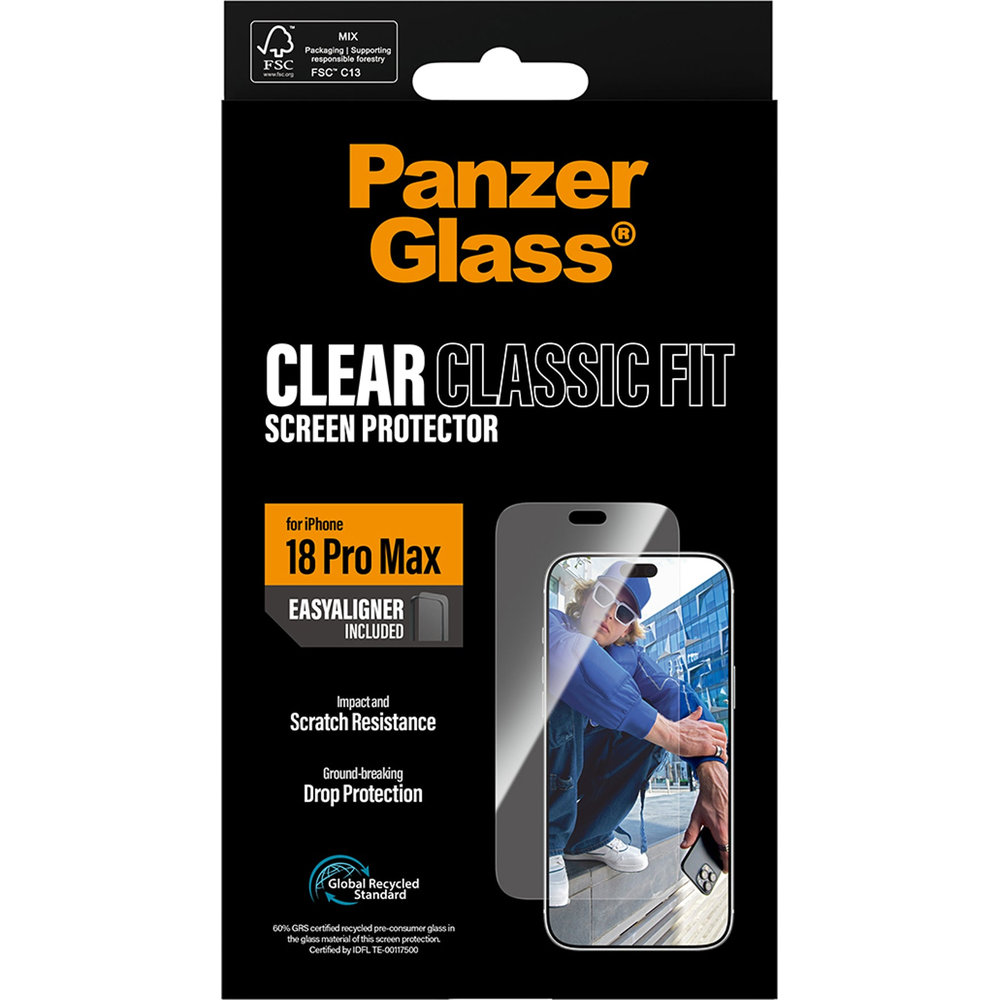 Szkło hartowane PanzerGlass Classic Fit + EasyAligner do iPhone 18 Pro Max