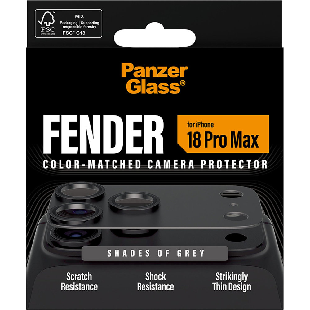 PanzerGlass Fender Camera Protector, aluminiowa ramka, maksimum wytrzymałości i bezpieczeństwa, Shades of Grey (ciemnoszary)
