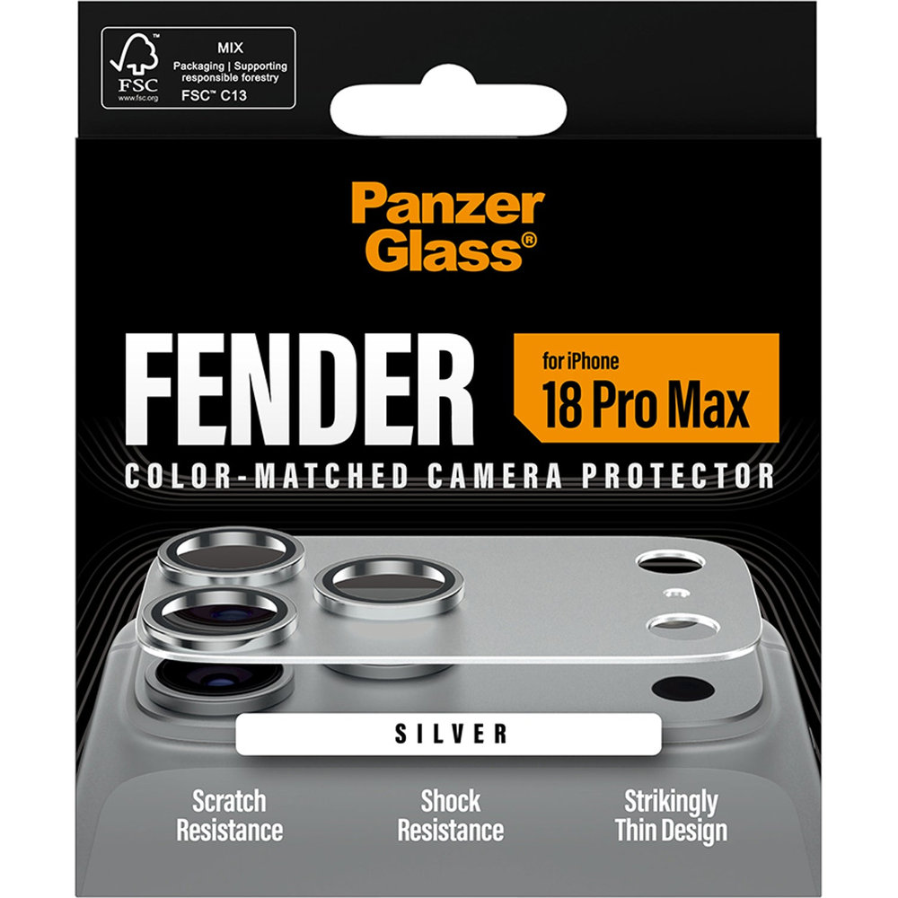 PanzerGlass Fender Camera Protector, aluminiowa ramka, maksimum wytrzymałości i bezpieczeństwa, Silver (srebrny)