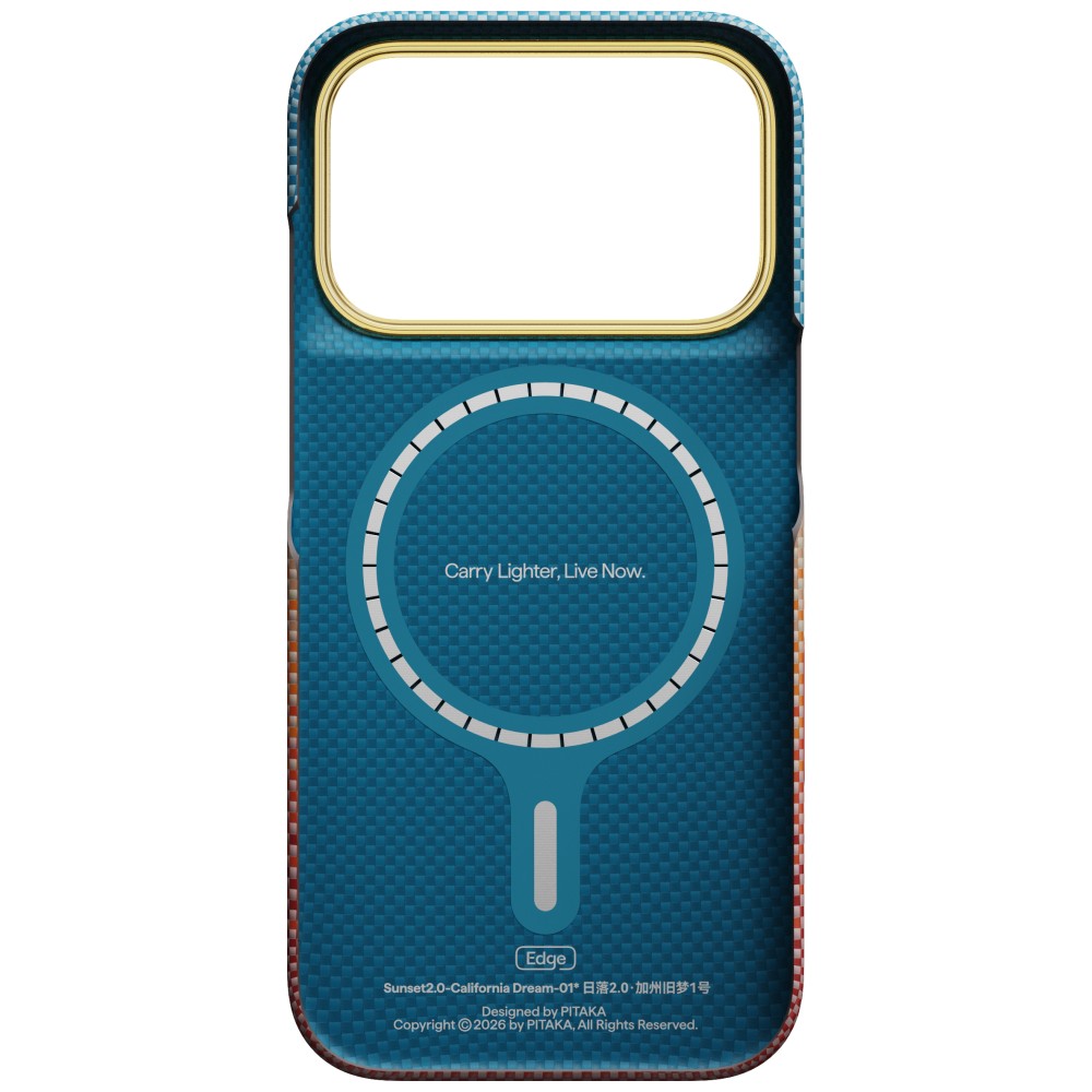 PITAKA Ultra-Slim Case, elegancja ochrona minimalistyczny nowoczesny trwałość codzienność, California Dream (pomarańczowo-niebieski z kevlarem)