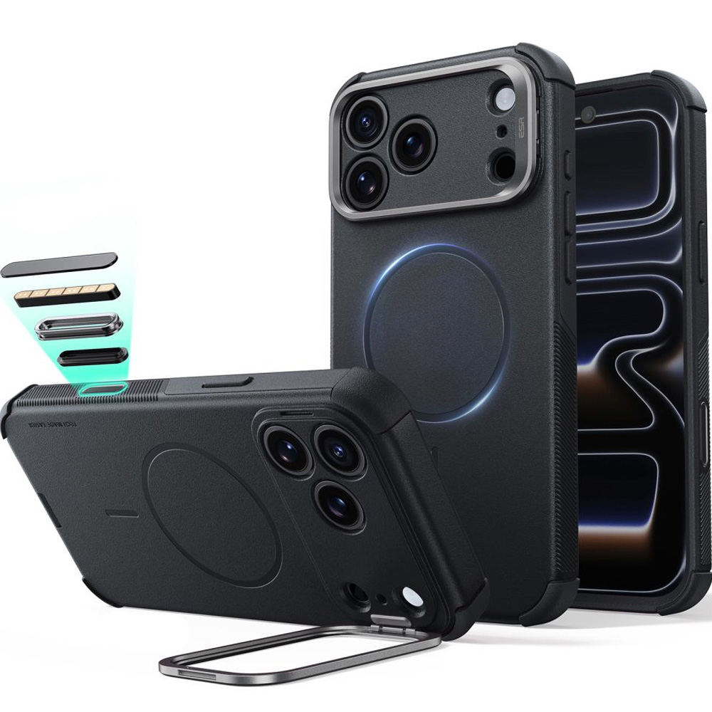 Etui ESR Cyber Tough Case Kickstand do MagSafe do iPhone 18 Pro / 17 Pro, Black (czarny)