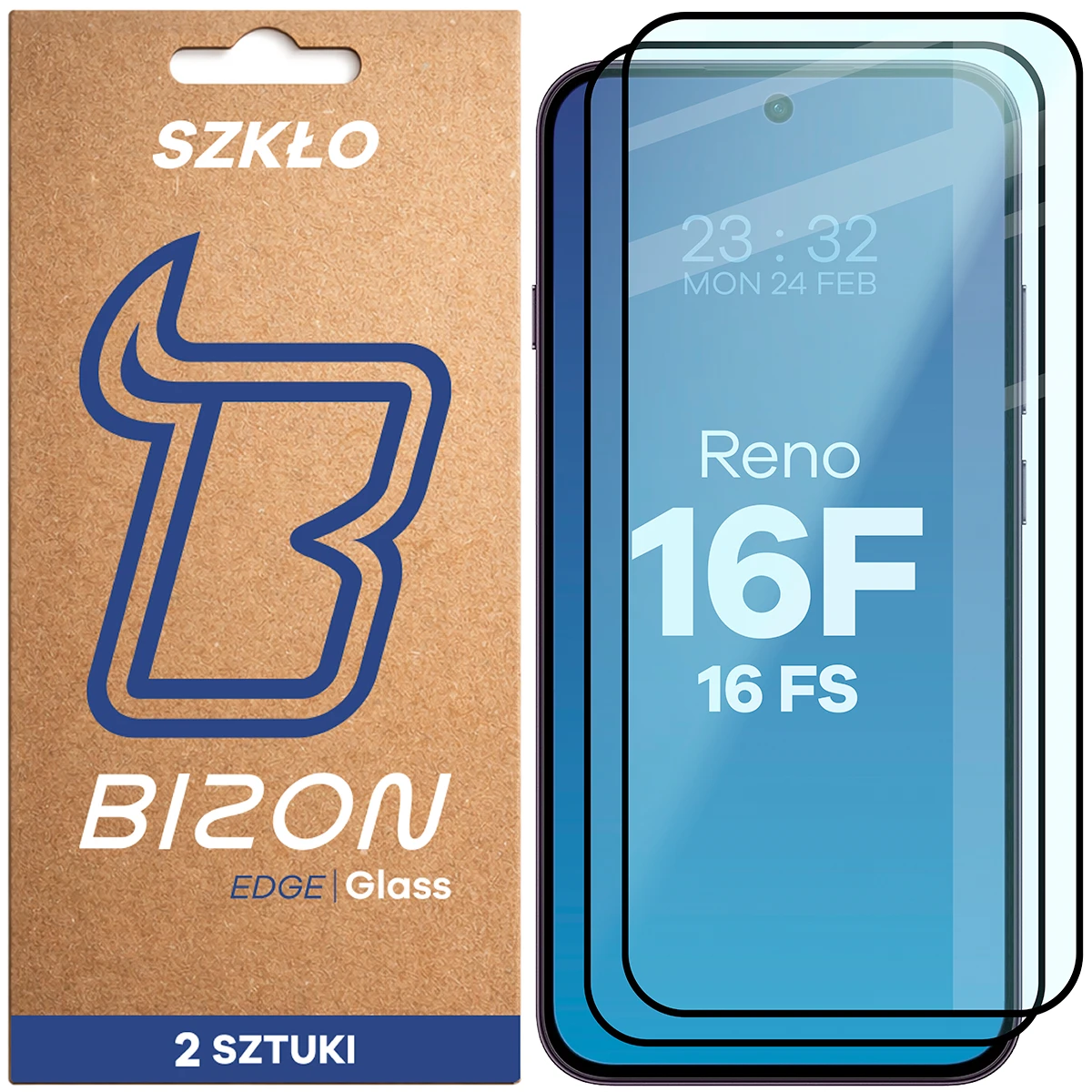 Szkło hartowane na cały ekran Bizon Glass Edge Duo dla OPPO Reno16 F, OPPO Reno16 FS
