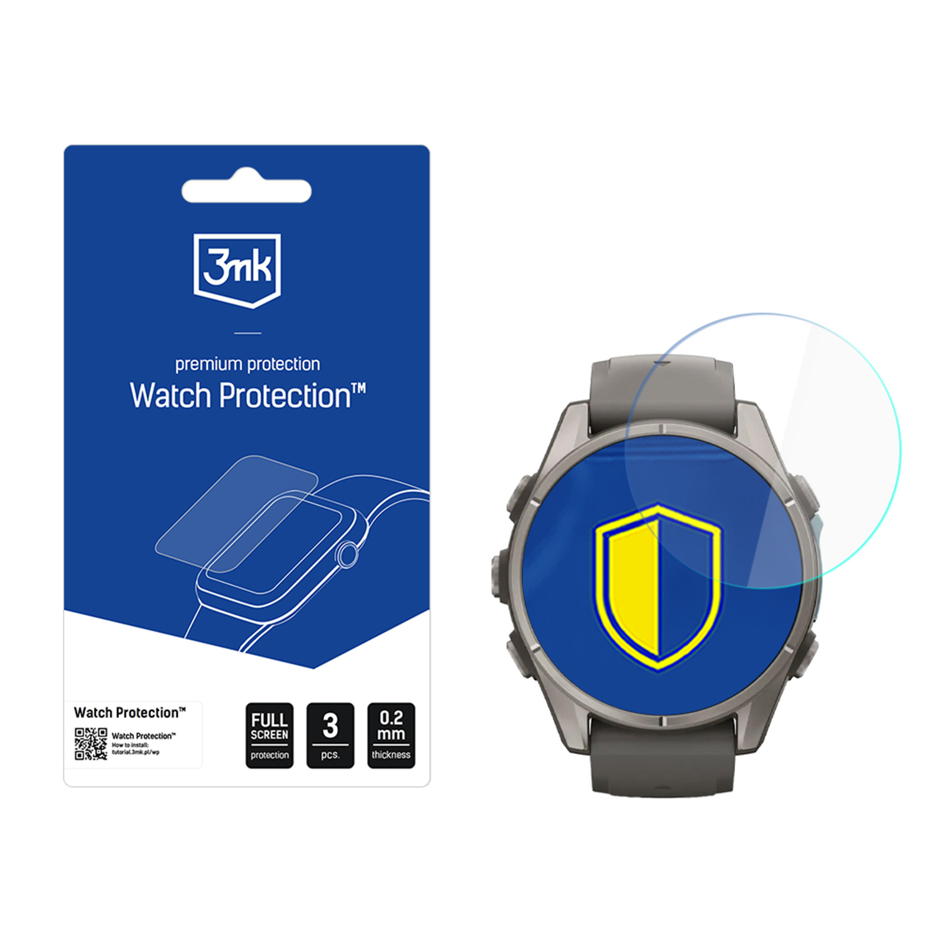 Szkło hybrydowe 3mk Watch Protection do Garmin Fenix 9 43mm, 3 sztuki